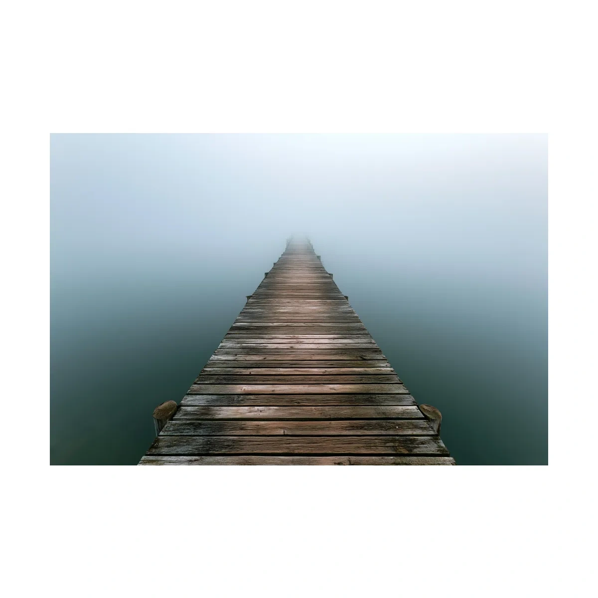 Misty Weathered Fishing Pier - Minimalist Photographic Wall Art