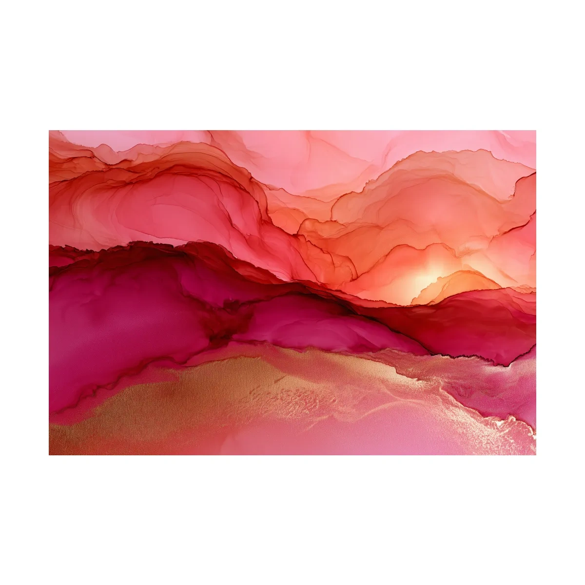Abstract Agate Sunset Landscape - Surreal Mixed Media Wall Art