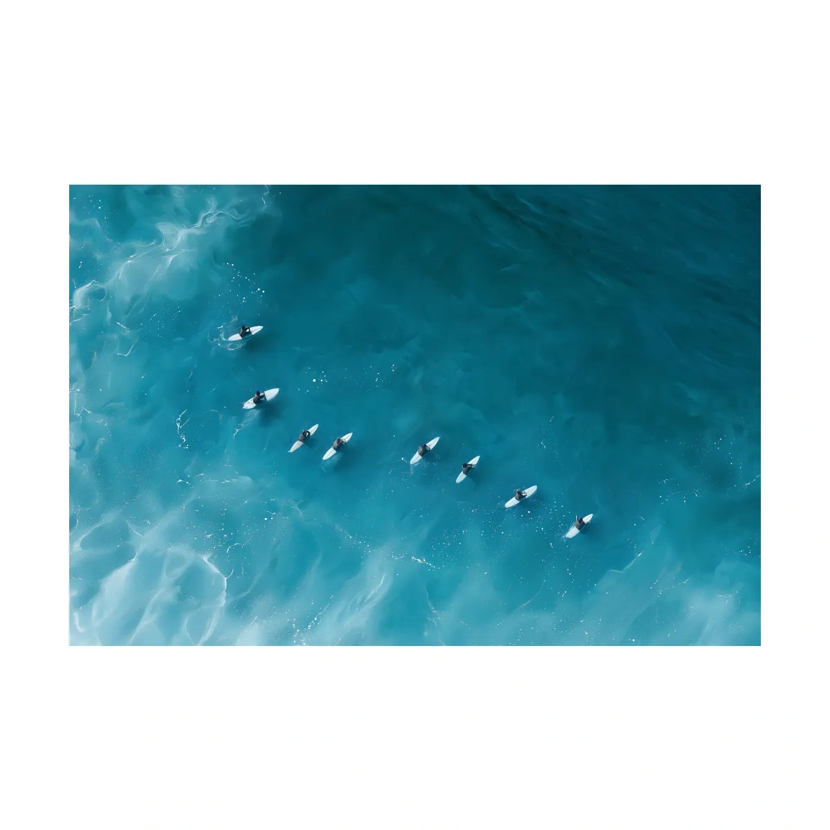 Aerial Surfers Painting - Serene Ocean Wall Art