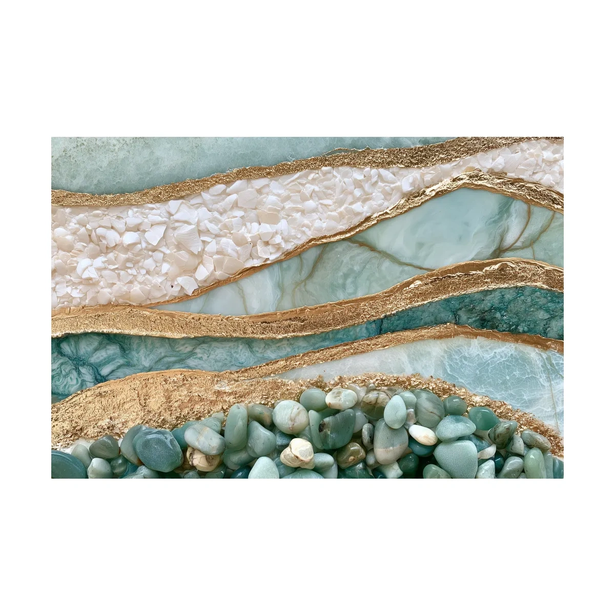 Sea Glass Pebble and Stone Strata - Abstract Natural Wall Art