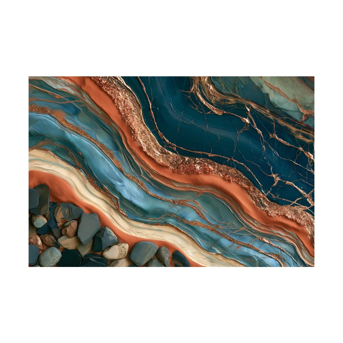 Abstract Rock Strata Wavy Layers - Natural Mixed Media Wall Art