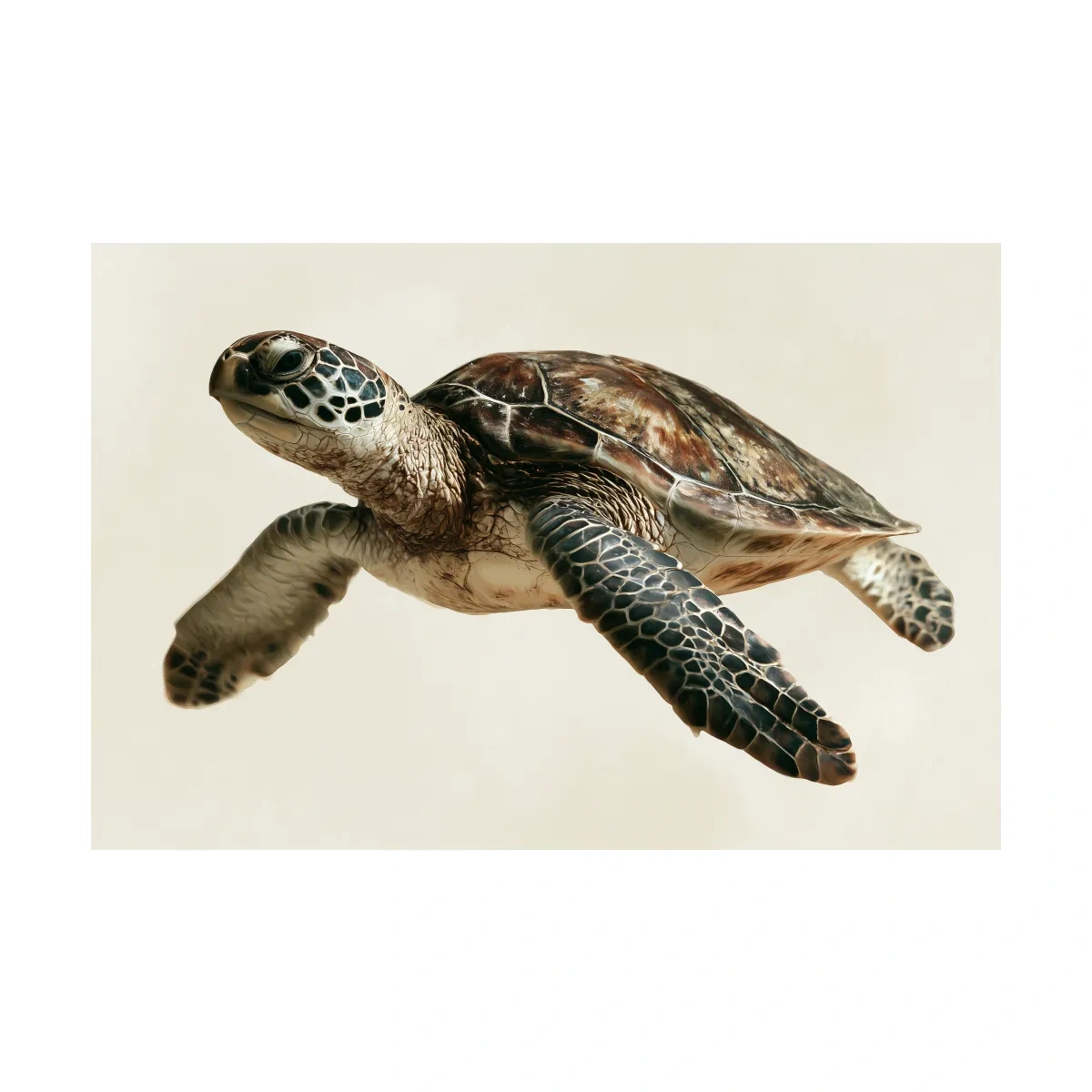 Sea Turtle Profile - Minimalist Photographic Marine Life Wall Art