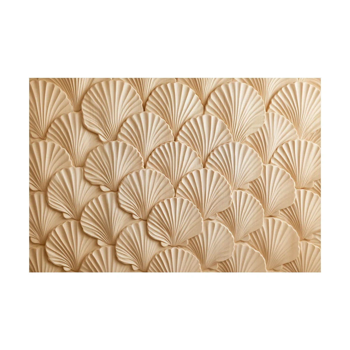 Intricate Scallop Shell Carving - Natural Wall Art