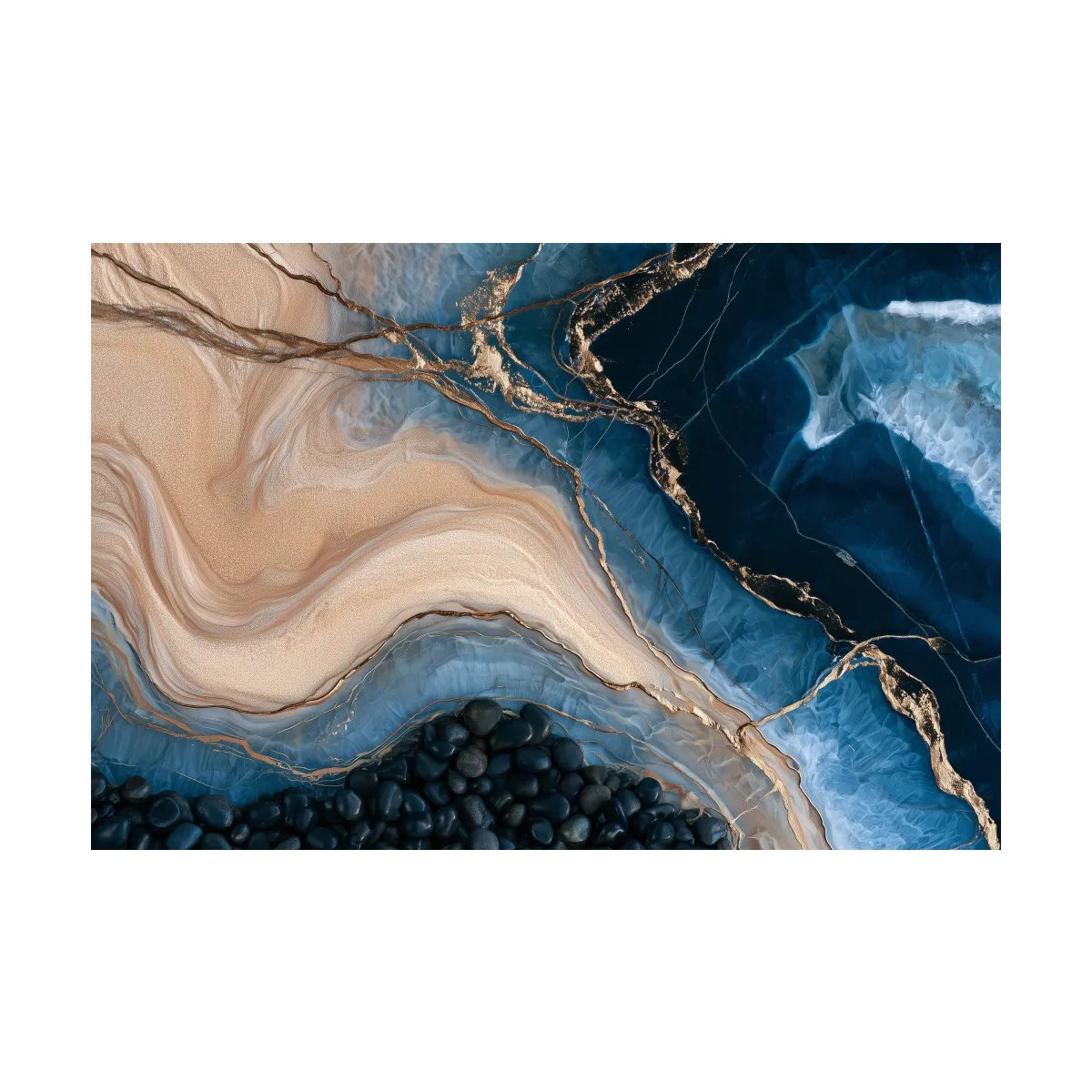 Layered Beach Strata And Pebbles - Abstract Mixed Media Natural Wall Art