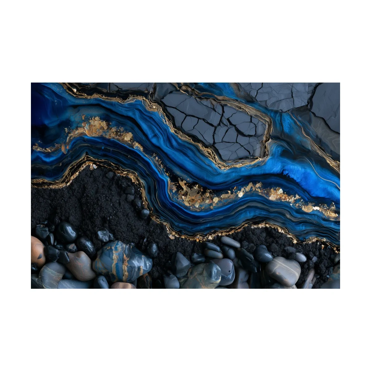 Oceanic Geode Pebble Strata - Abstract Natural Stone Wall Art