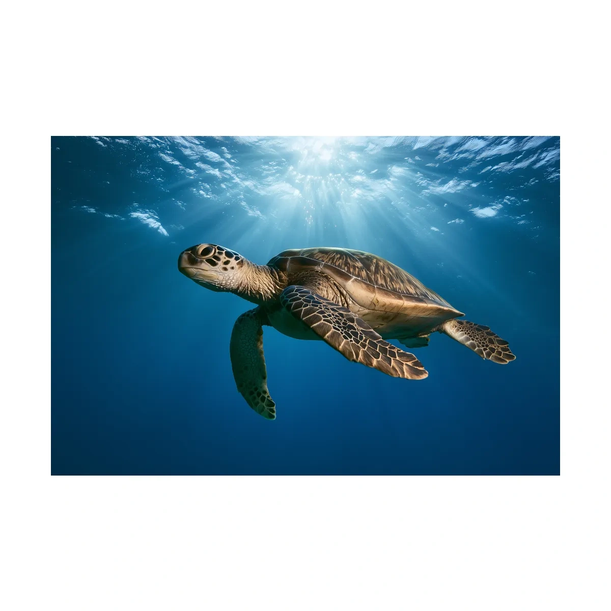 Majestic Sea Turtle Underwater Photography - Marine Life Wall Art