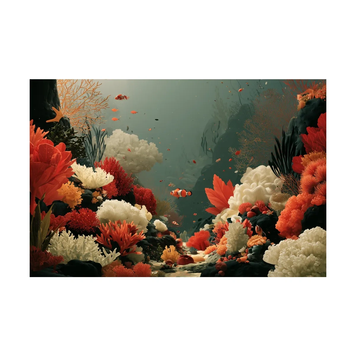 Coral Reef Illustration Artwork - Marine Life Wall Art