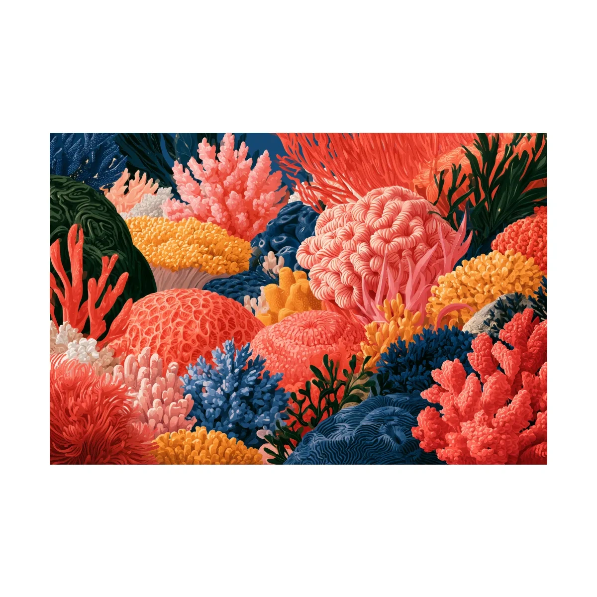 Vibrant Coral Reef Illustration Artwork - Ocean Wall Art