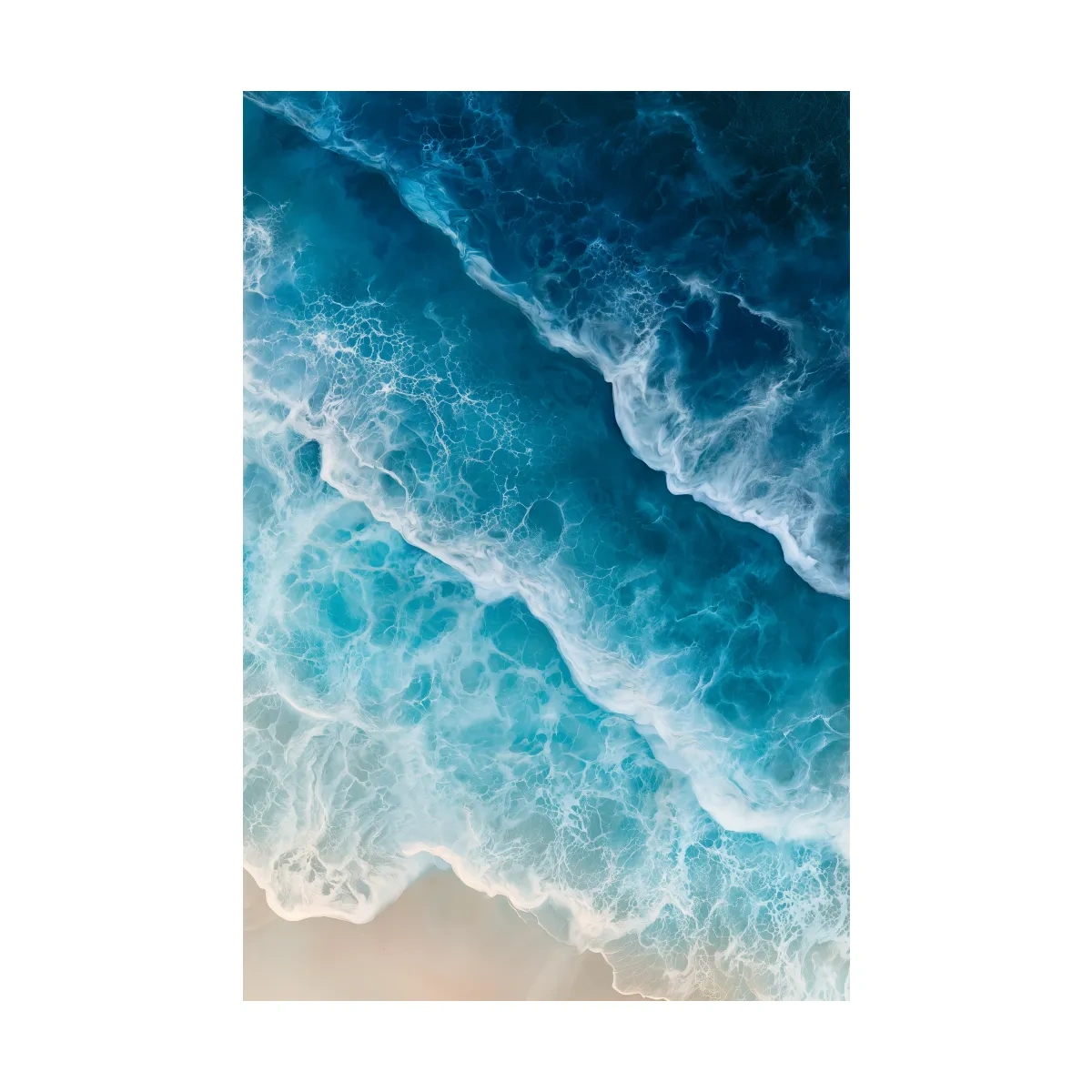 Aerial Crashing Ocean Waves - Photographic Style Coastal Wall Art