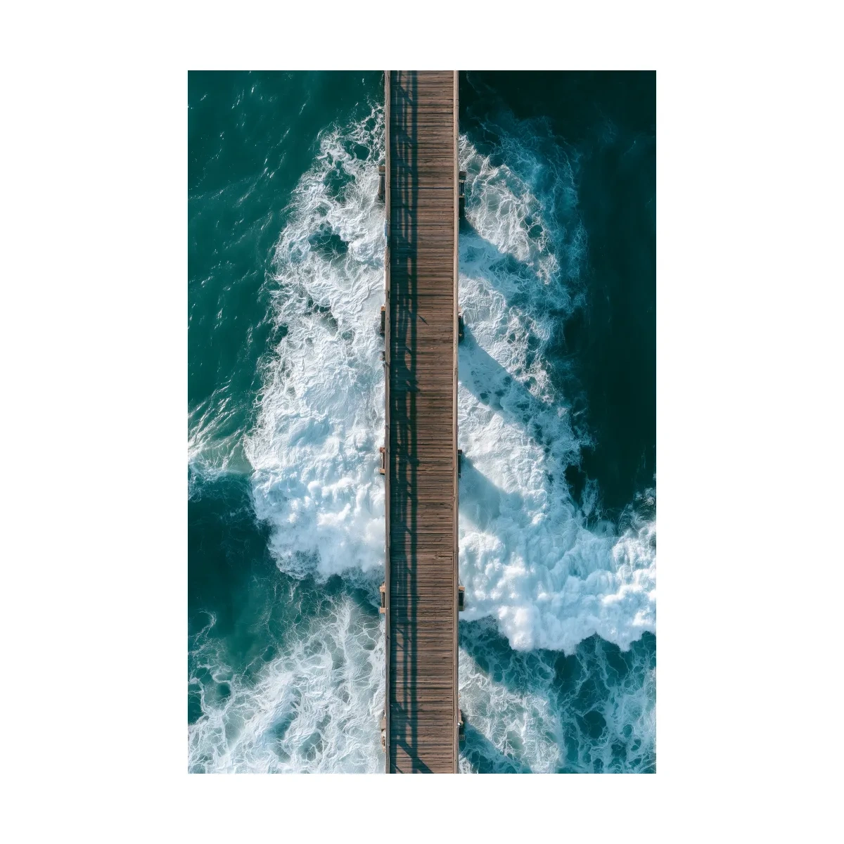 Aerial Ocean Pier Waves - Abstract Photographic Wall Art
