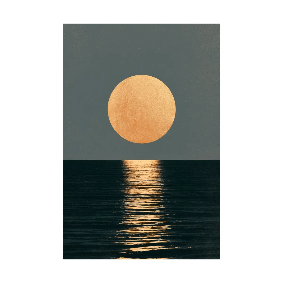 Minimalist Golden Sun Ocean Reflection - Boho Geometric Illustration Wall Art