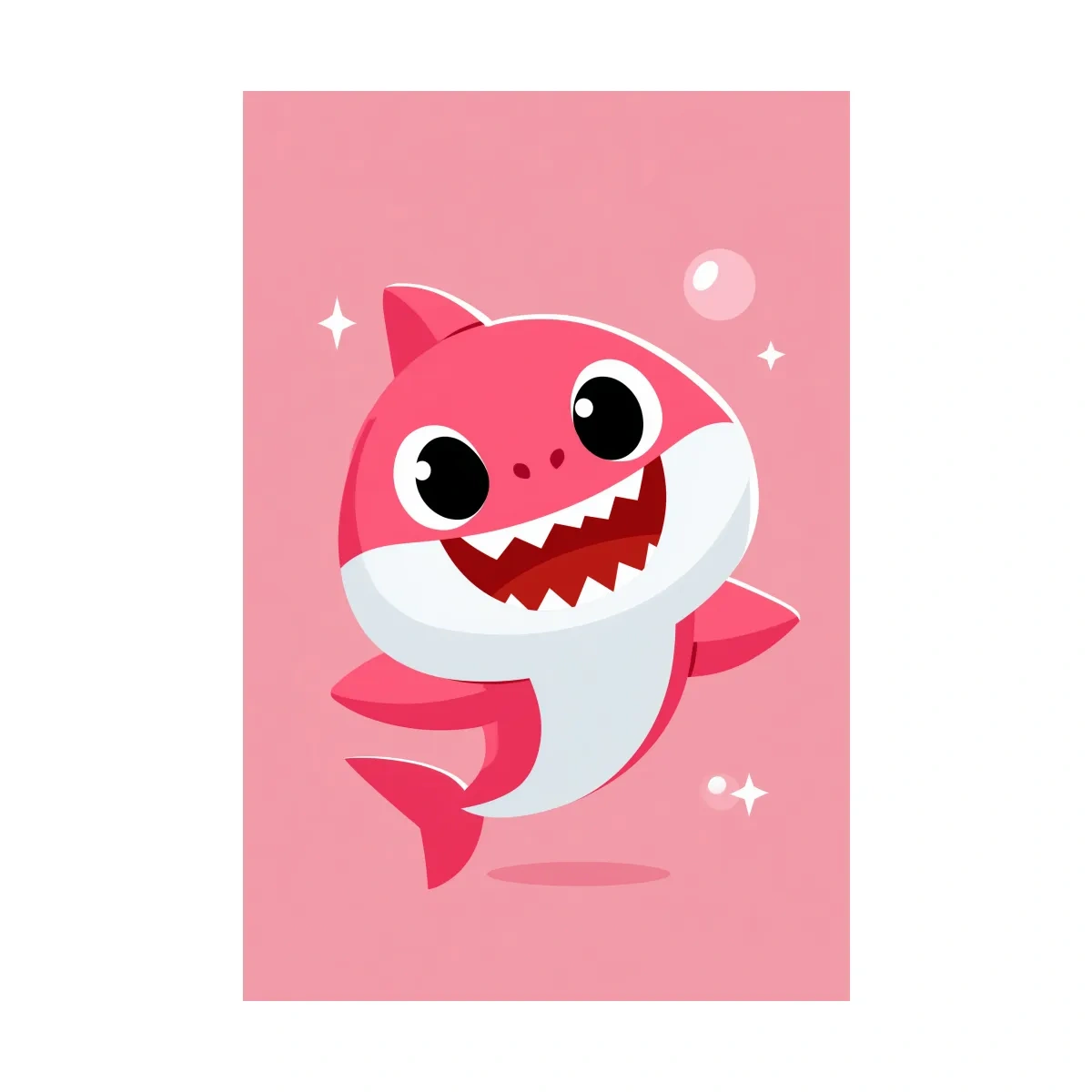 Cute Baby Shark Vector Illustration - Underwater Nursery Marine Life Art