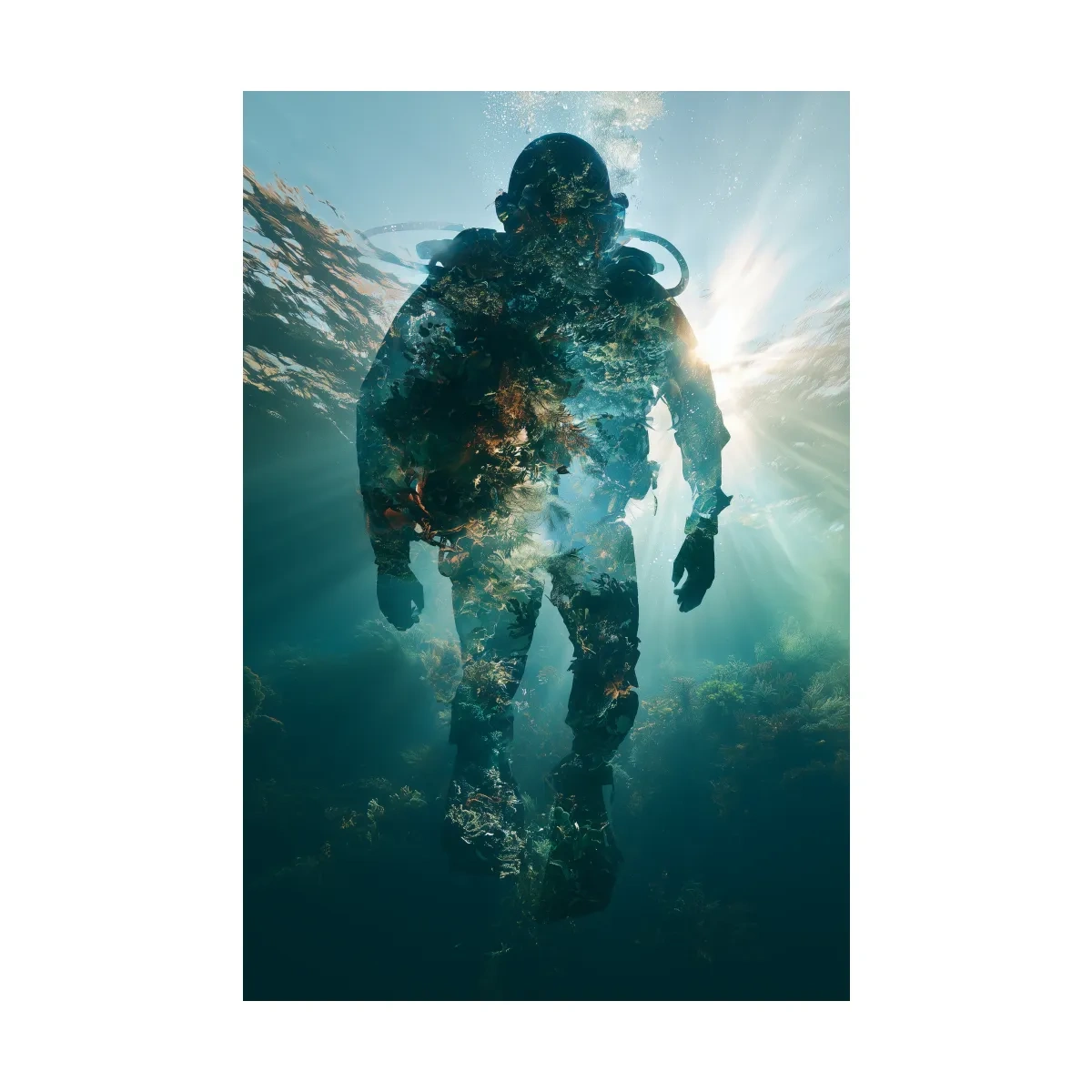 Surreal Scuba Diver Double Exposure - Photographic Wall Art