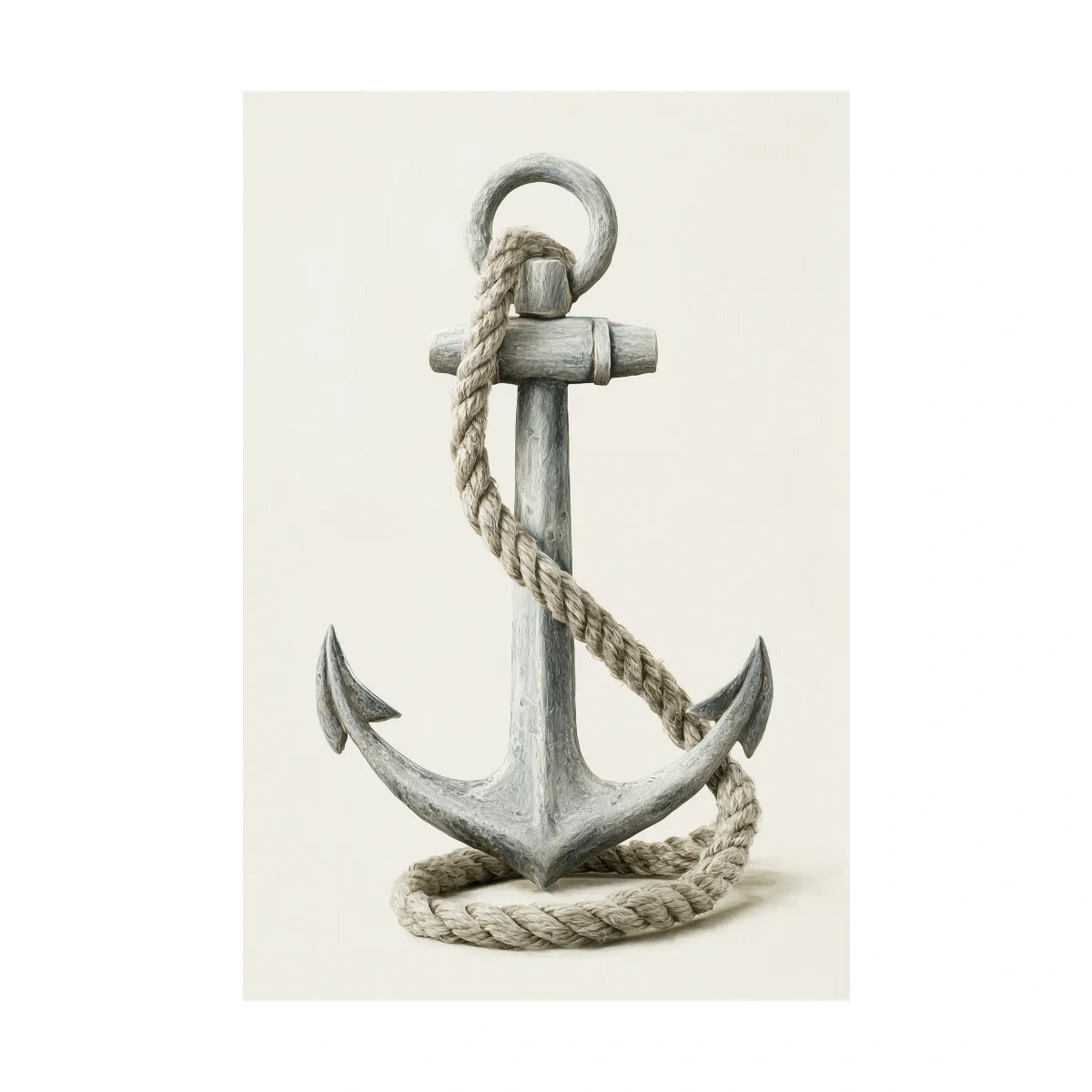 Hamptons Anchor and Rope Illustration - Minimalist Nautical Wall Art