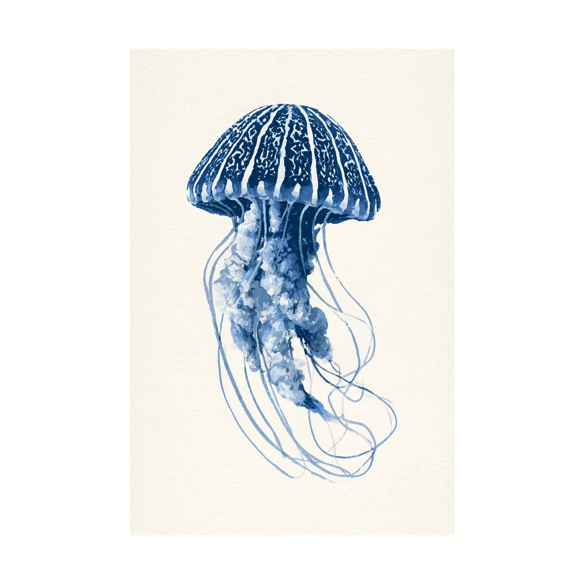 Hamptons Jellyfish Watercolour - Minimalist Marine Life Wall Art