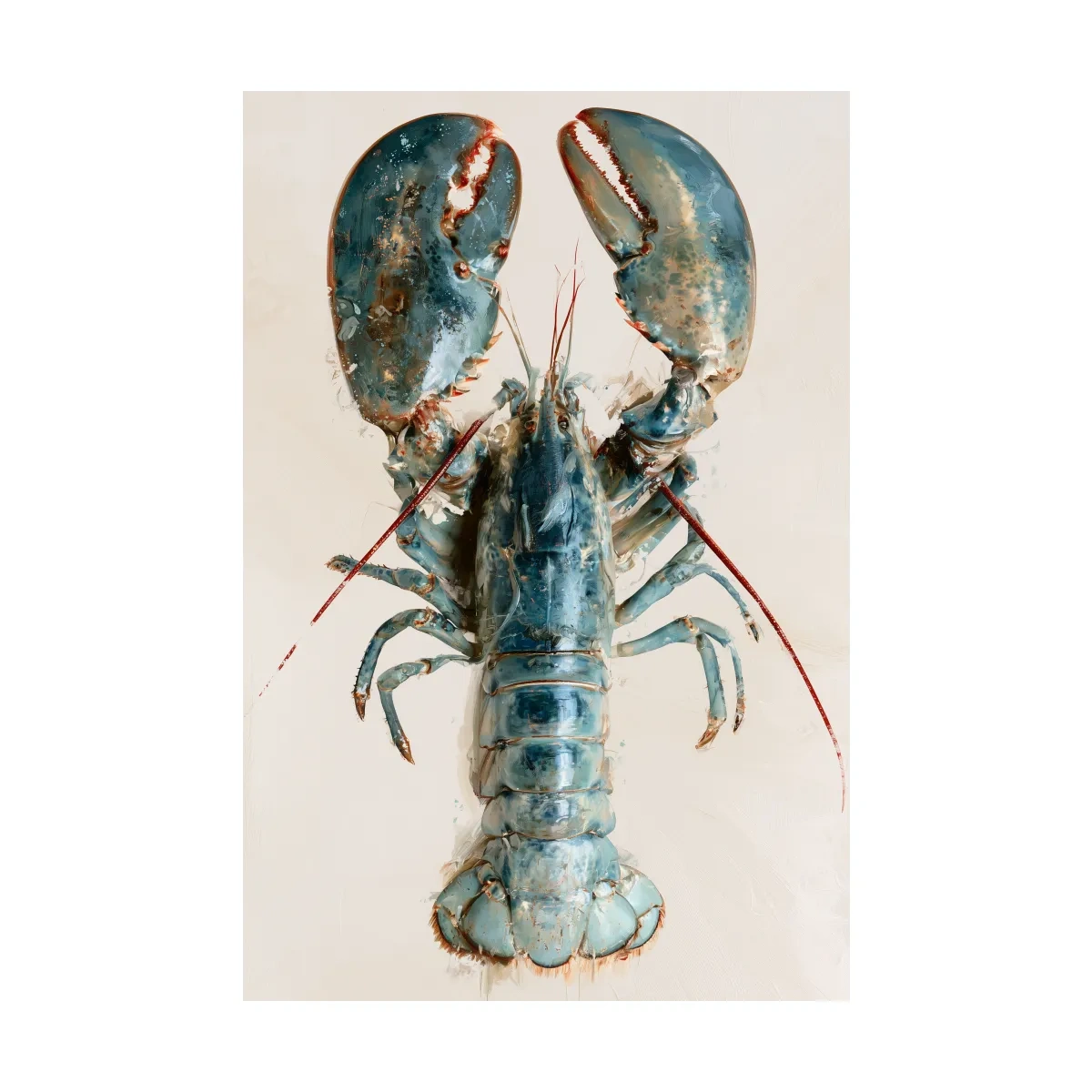 Hamptons Lobster Illustration - Minimalist Coastal Marine Life Art