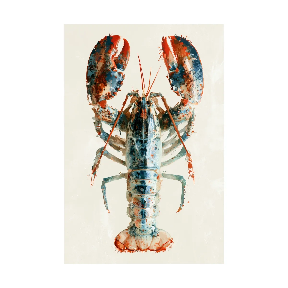 Minimalist Lobster Illustration - Coastal Marine Life Wall Art