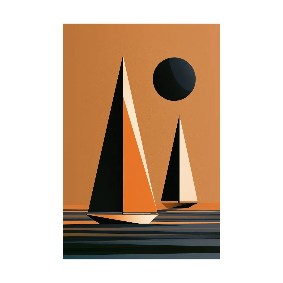 Mid-Century Sailboat Illustration - Minimalist Nautical Wall Art