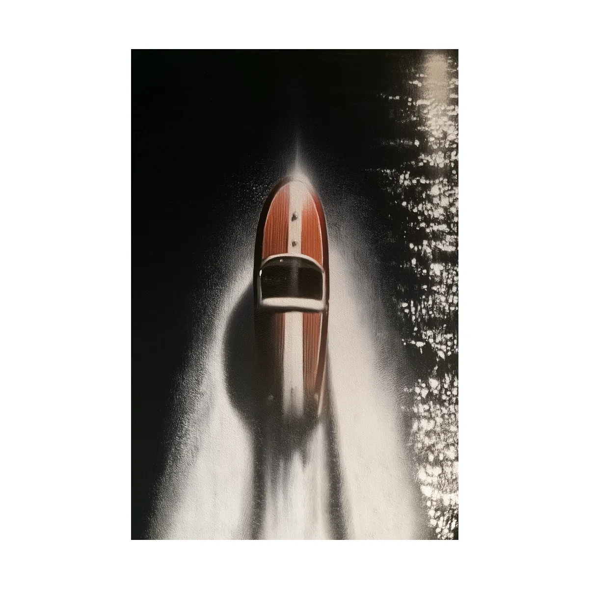 Aerial Speedboat Painting - Dramatic Ocean Wall Art