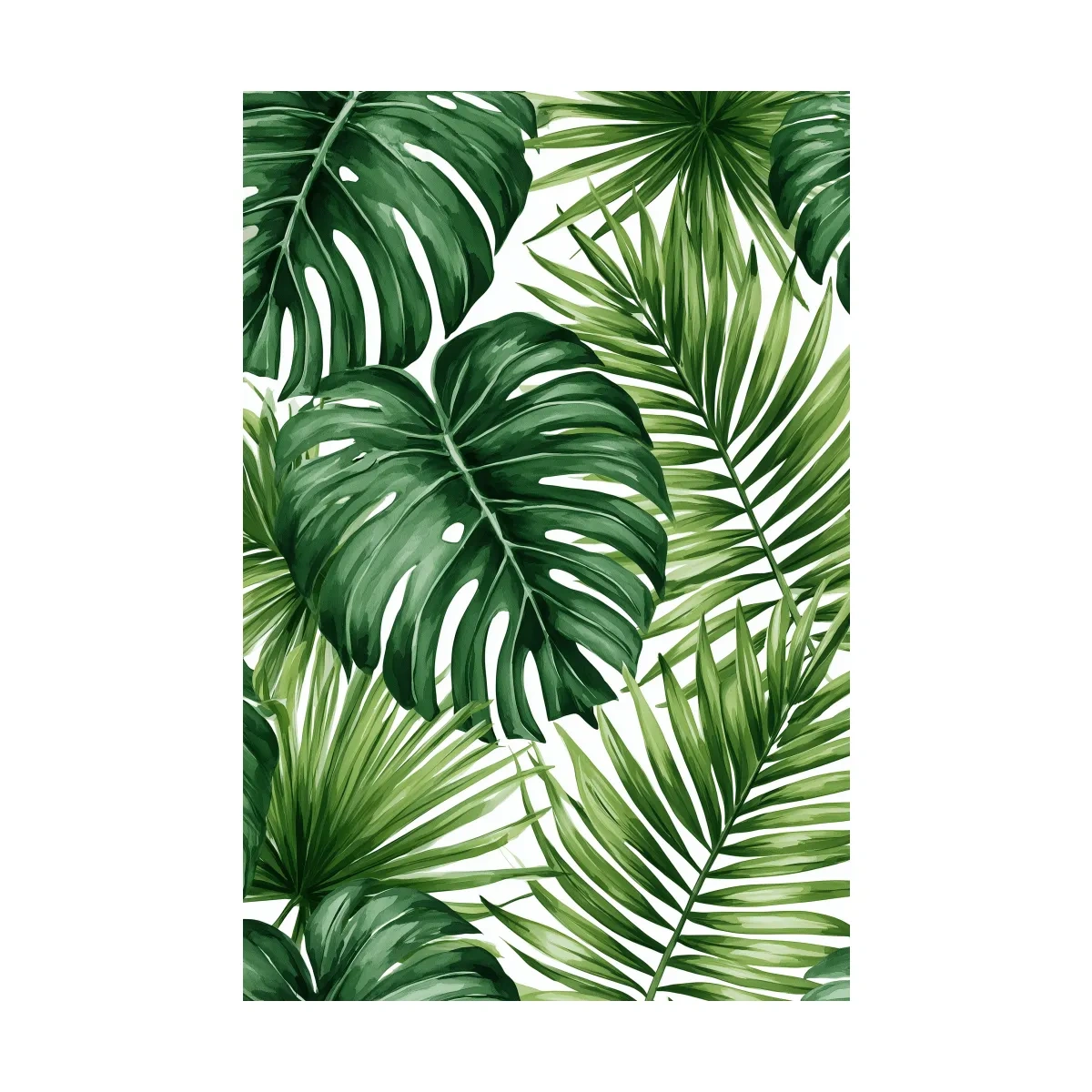 Tropical Monstera Palm Leaves - Watercolour Botanical Wall Art