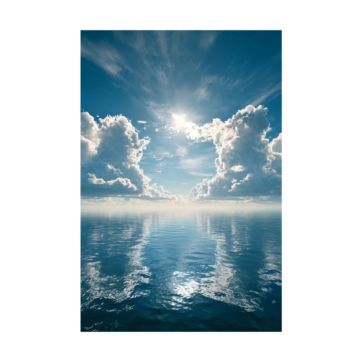 Serene Sunlit Ocean Clouds - Seascape Photography Wall Art