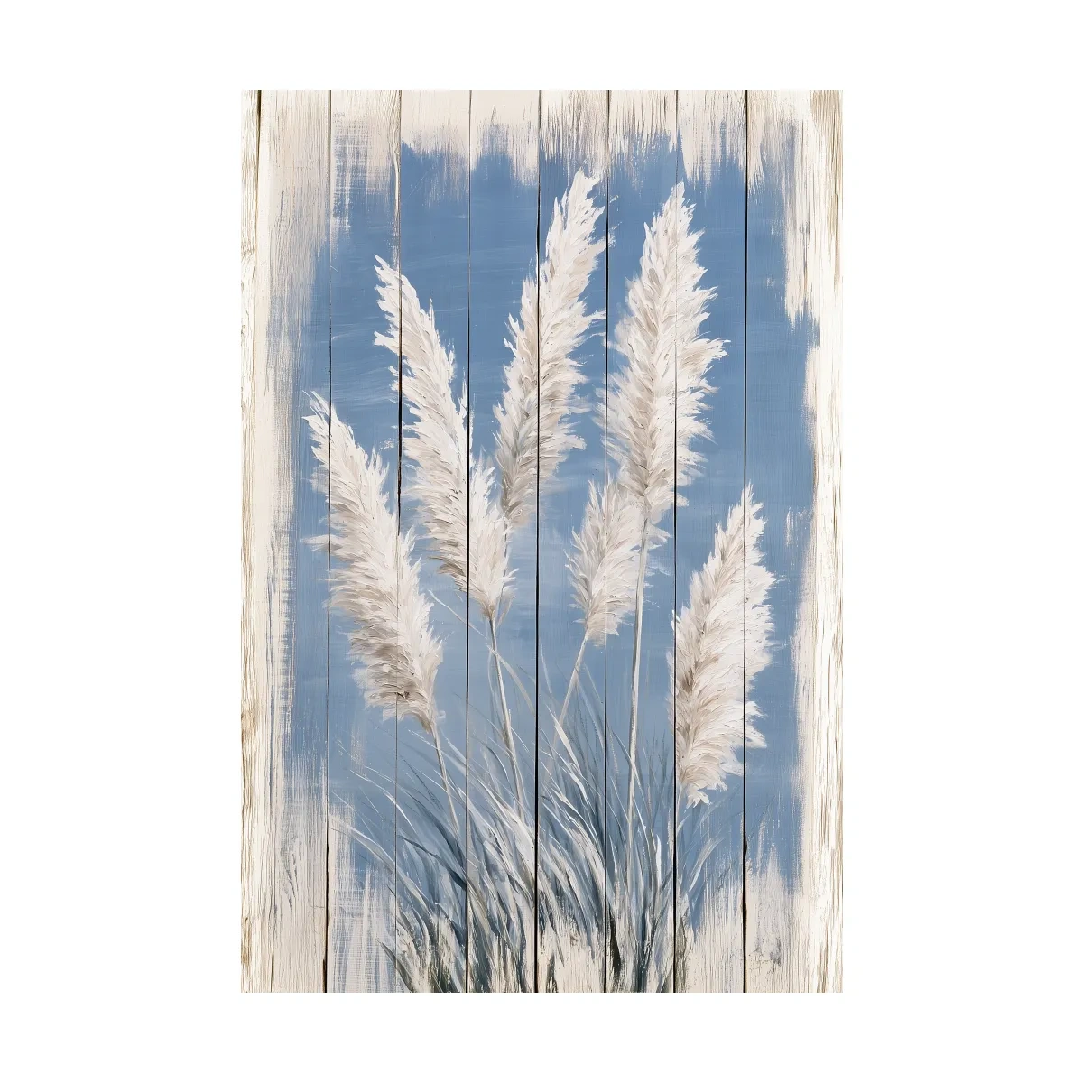 Coastal Pampas Seagrass Painting - Rustic Botanical Wall Art