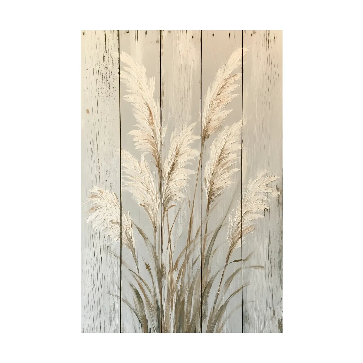Rustic Pampas Grass Painting - Coastal Botanical Wall Art