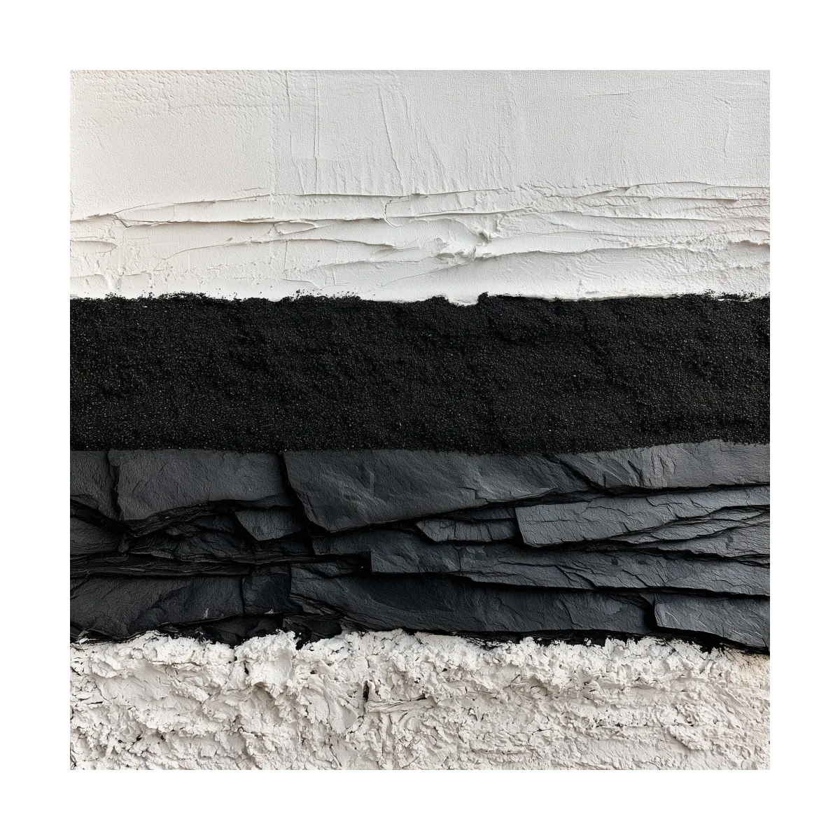 Layered Stone Strata Design - Abstract Mixed Media Wall Art