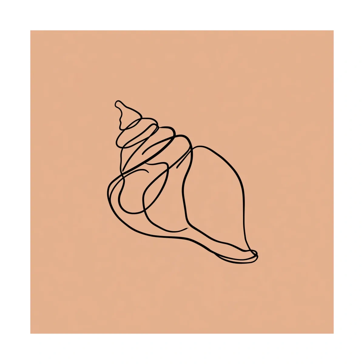 Minimalist Seashell Line Illustration - Boho Coastal Wall Art
