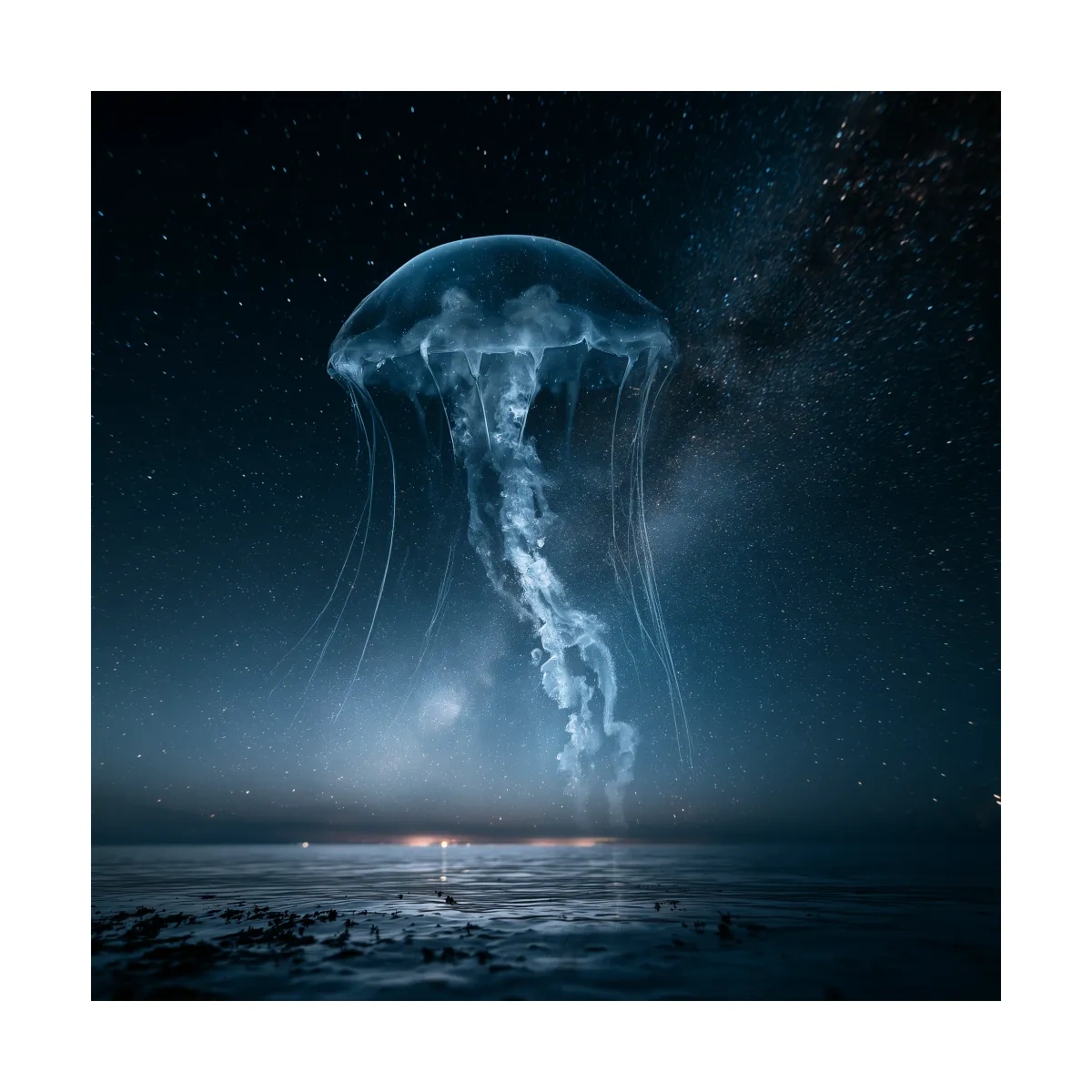 Surreal Jellyfish Double Exposure - Photographic Marine Life Wall Art