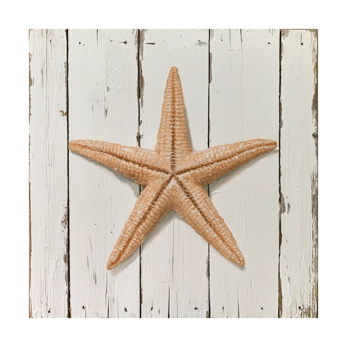 Rustic Starfish Painting on Wood - Coastal Wall Artwork