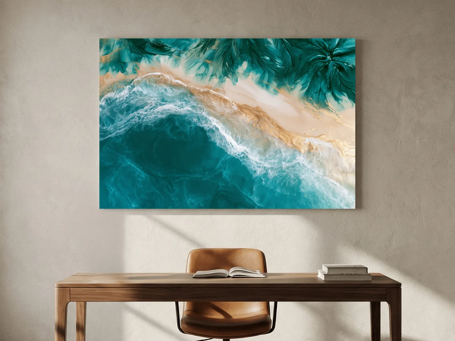 Aerial Tropical Beach Waves - Surreal Mixed Media Wall Art
