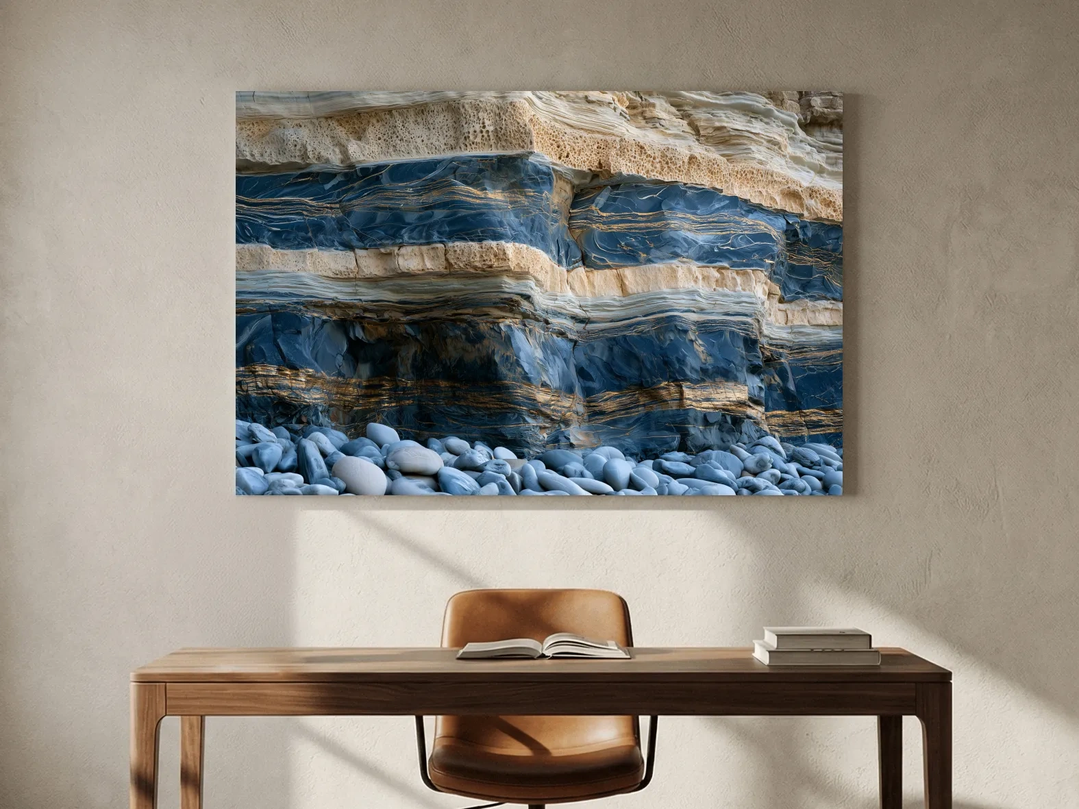 Layered Coastal Cliff Strata - Abstract Stone Wall Art