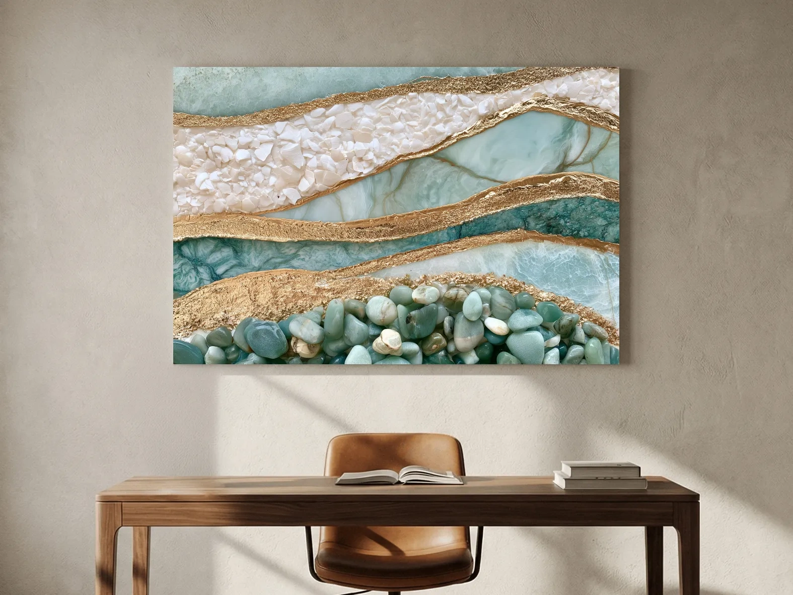 Sea Glass Pebble and Stone Strata - Abstract Natural Wall Art