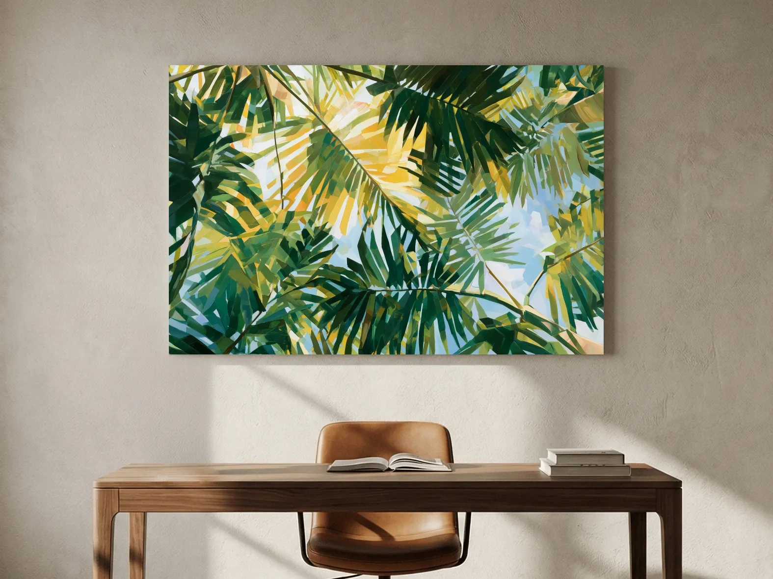 Abstract Tropical Palm Canopy - Cubist Painting Wall Art