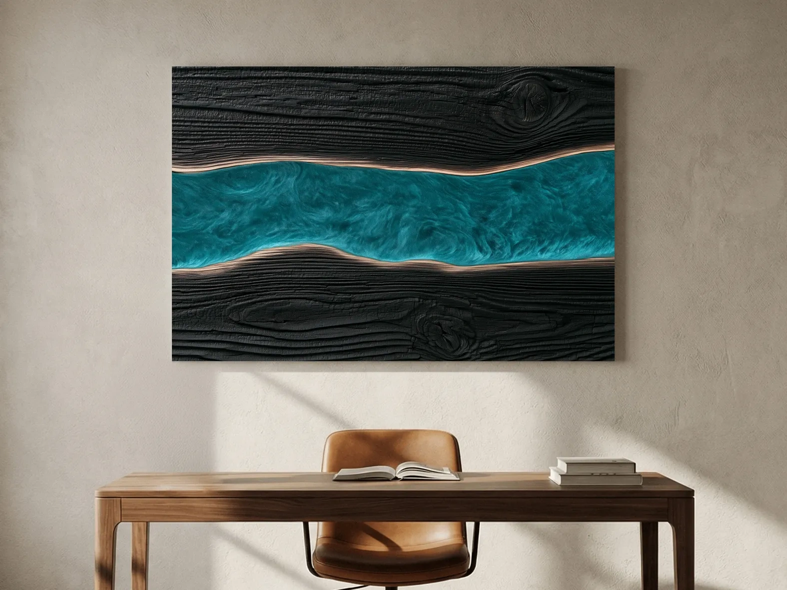Driftwood River Abstract Design - Natural Mixed Media Wall Art