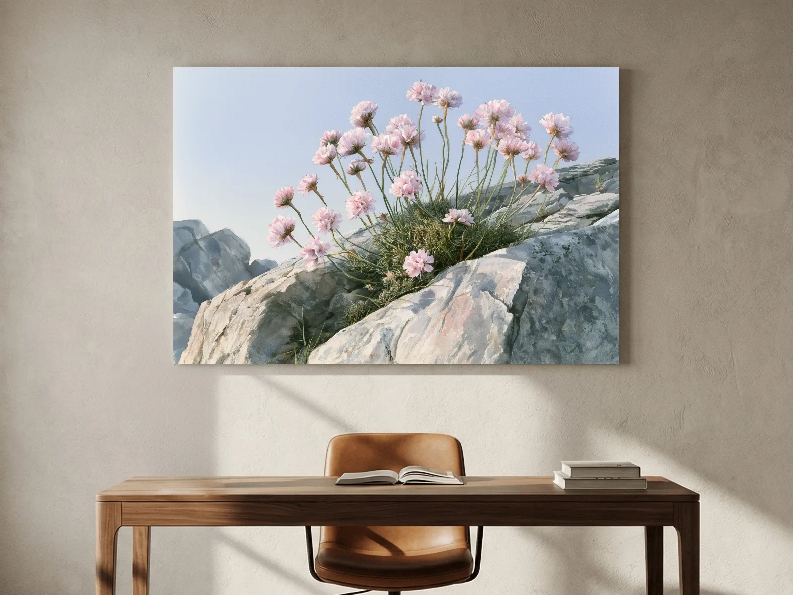 Sea Thrift Wildflowers Watercolour - Coastal Botanical Wall Art