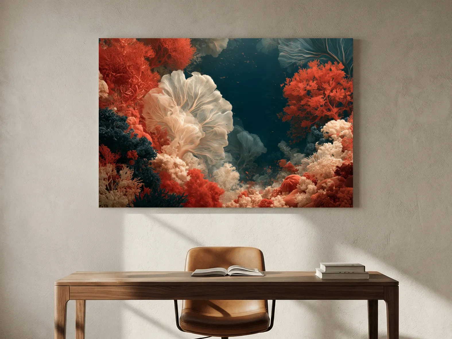Elegant Coral Reef Illustration - Marine Life Wall Art