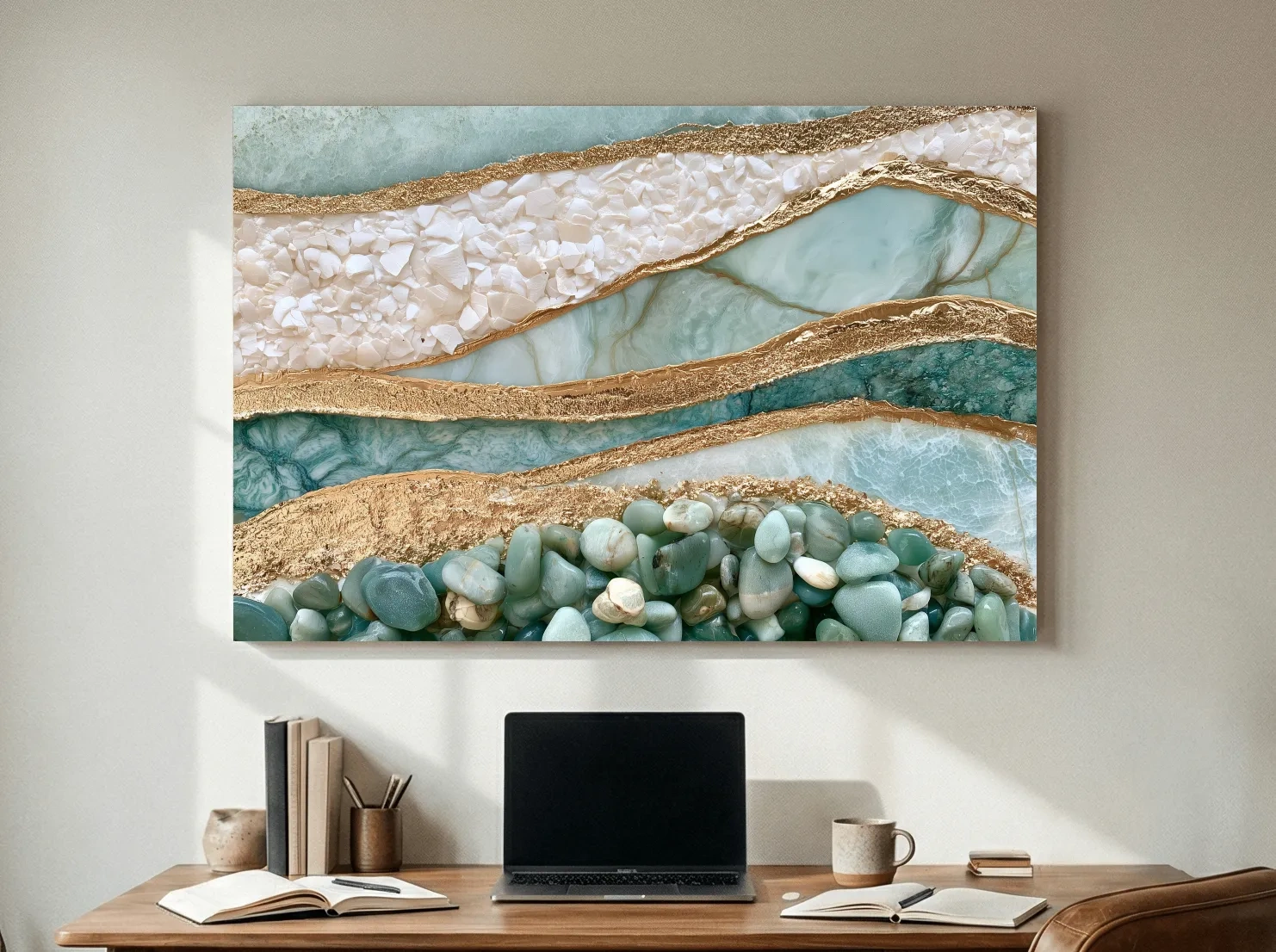 Sea Glass Pebble and Stone Strata - Abstract Natural Wall Art