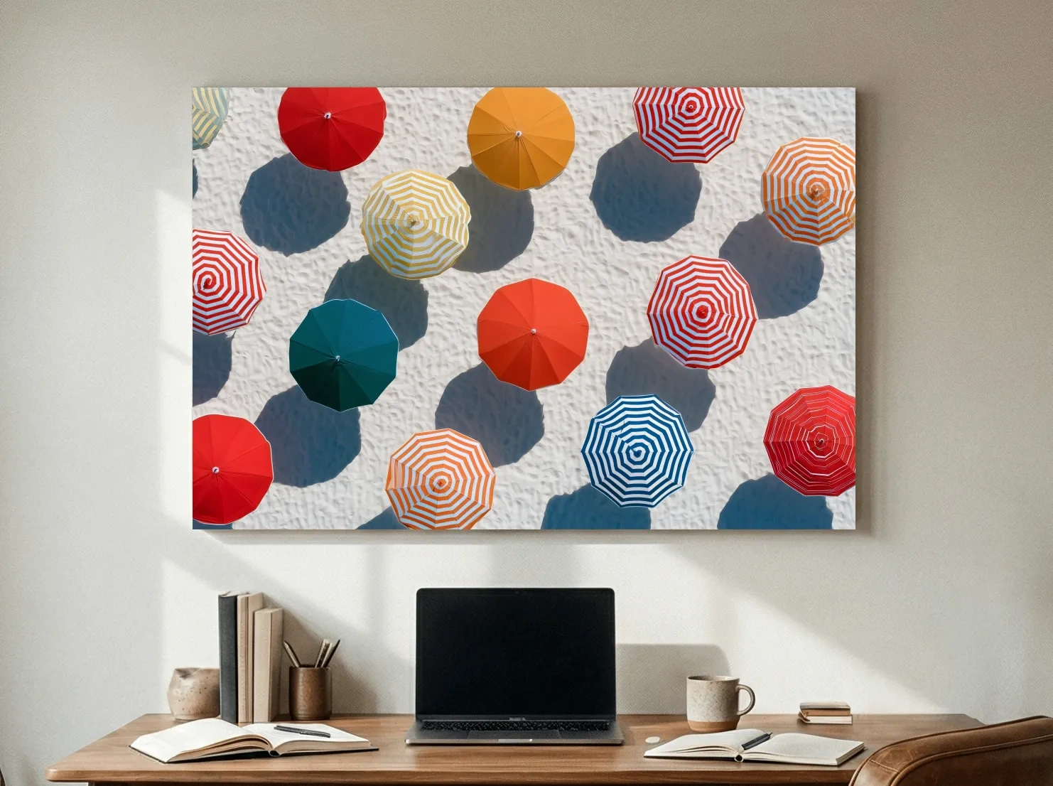 Aerial Beach Umbrella Pattern - Geometric Abstract Painting Wall Art