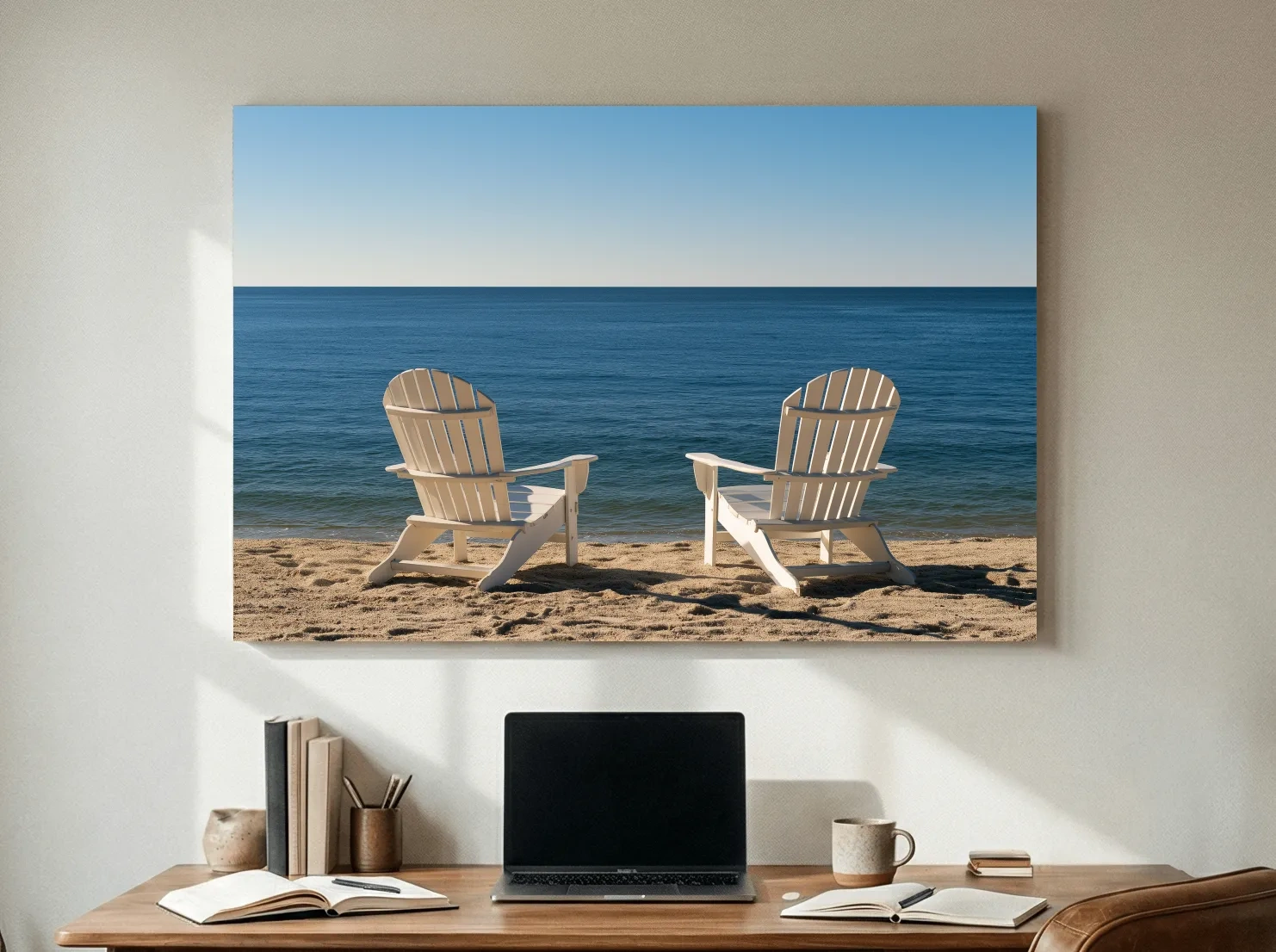 Classic Adirondack Chairs by the Ocean - Hamptons Photographic Wall Art