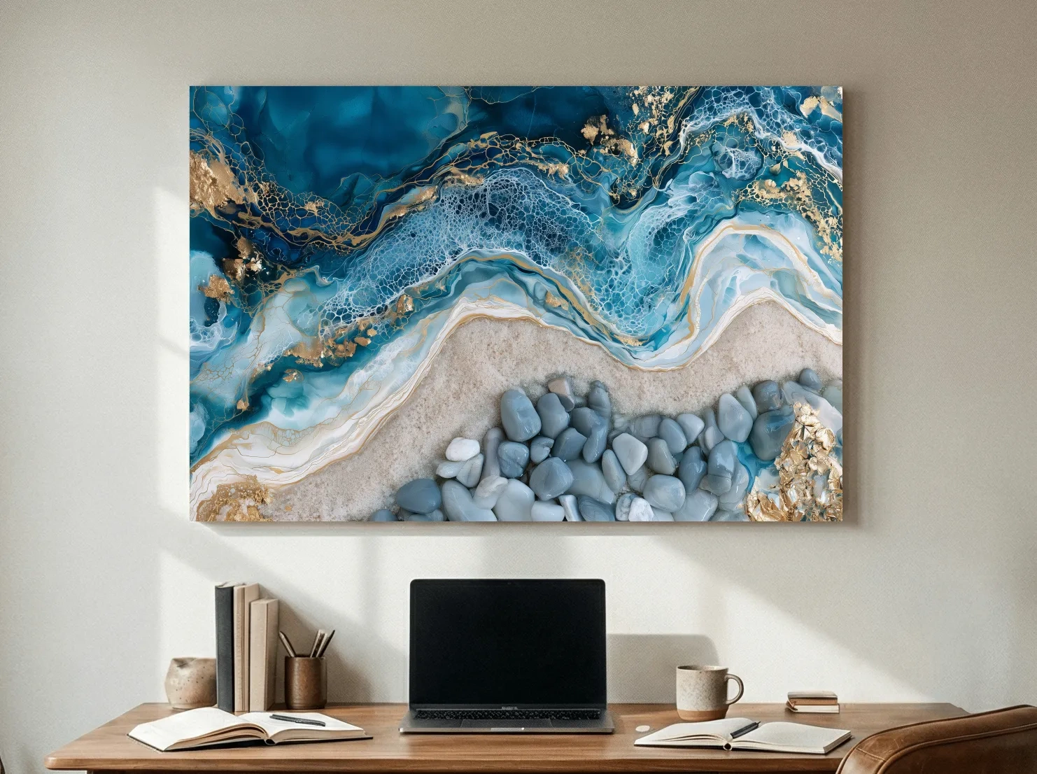 Geode Pebble Shoreline Design - Abstract Natural Stone Wall Art