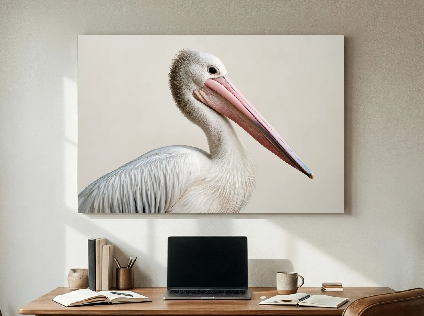 Minimalist Hamptons Pelican Illustration - Coastal Bird Wall Art