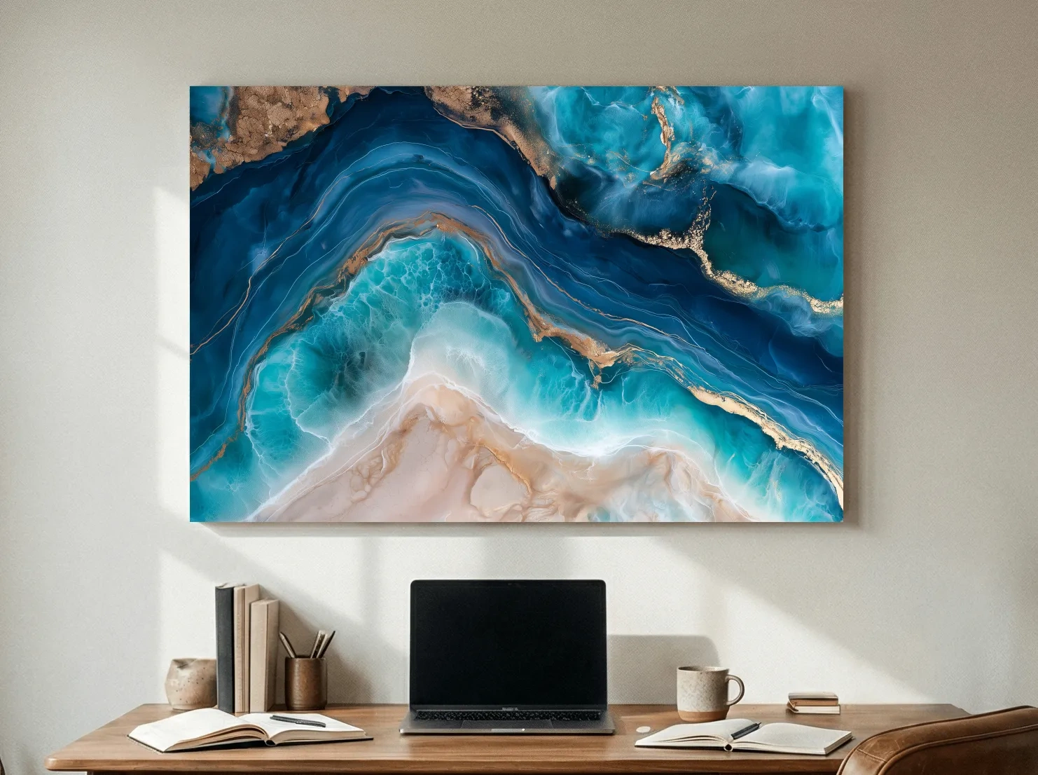 Ocean Geode Resin Abstract - Natural Mineral Wall Art