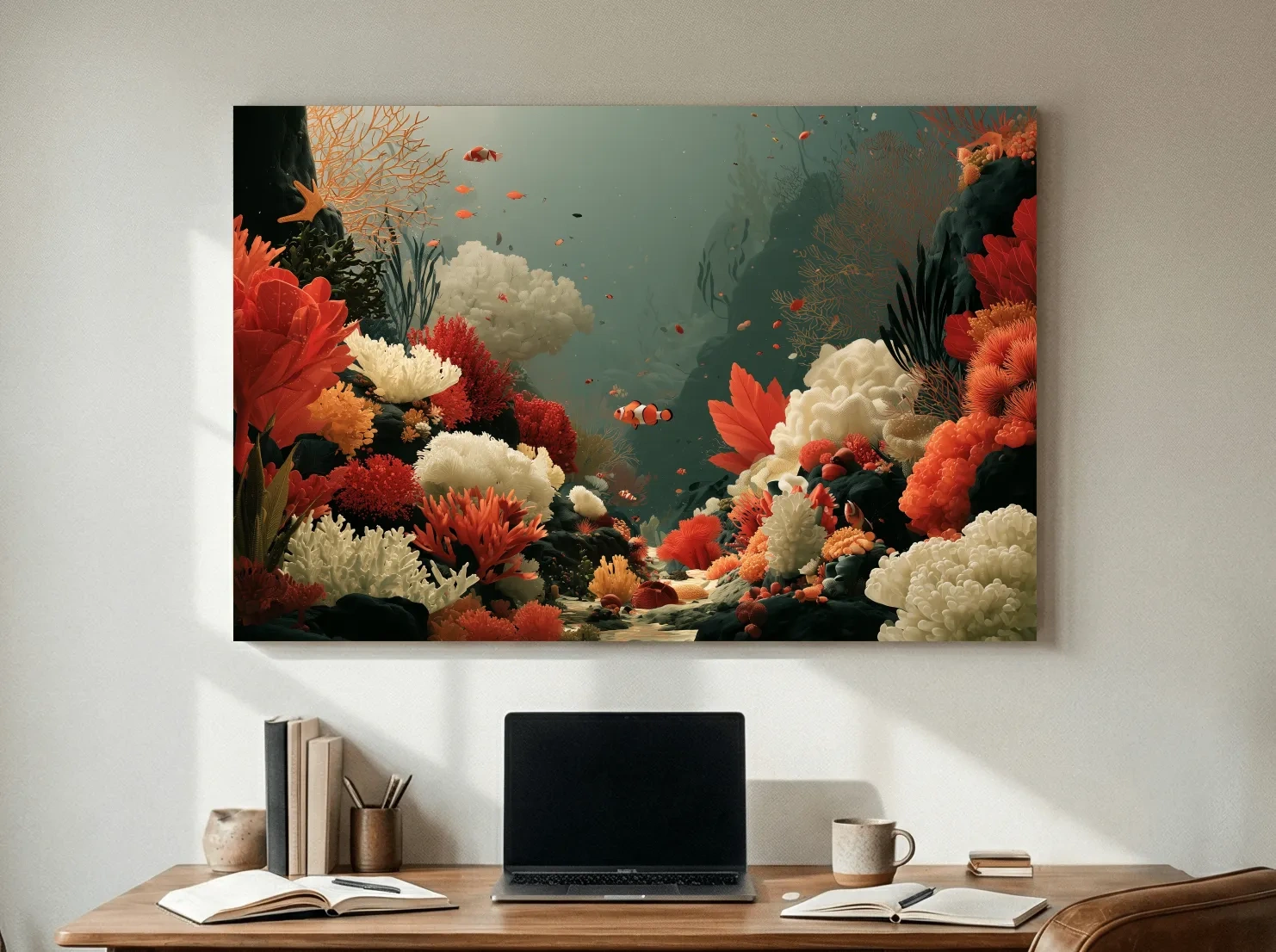 Coral Reef Illustration Artwork - Marine Life Wall Art