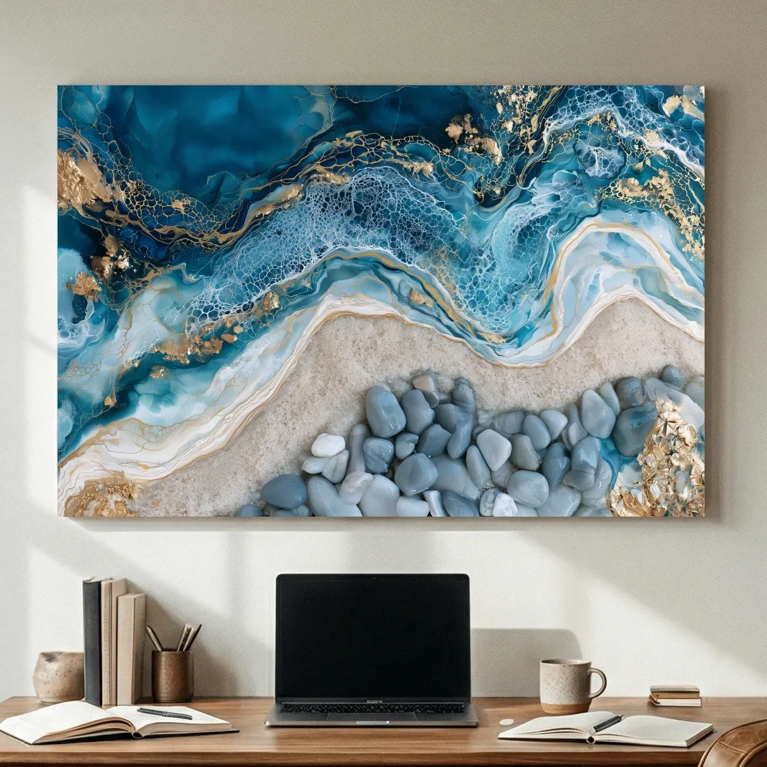 Geode Pebble Shoreline Design - Abstract Natural Stone Wall Art
