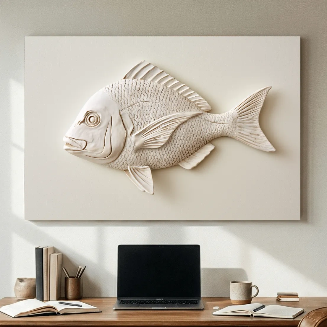 Minimalist Hamptons Fish Relief - Photographic Marine Life Wall Art