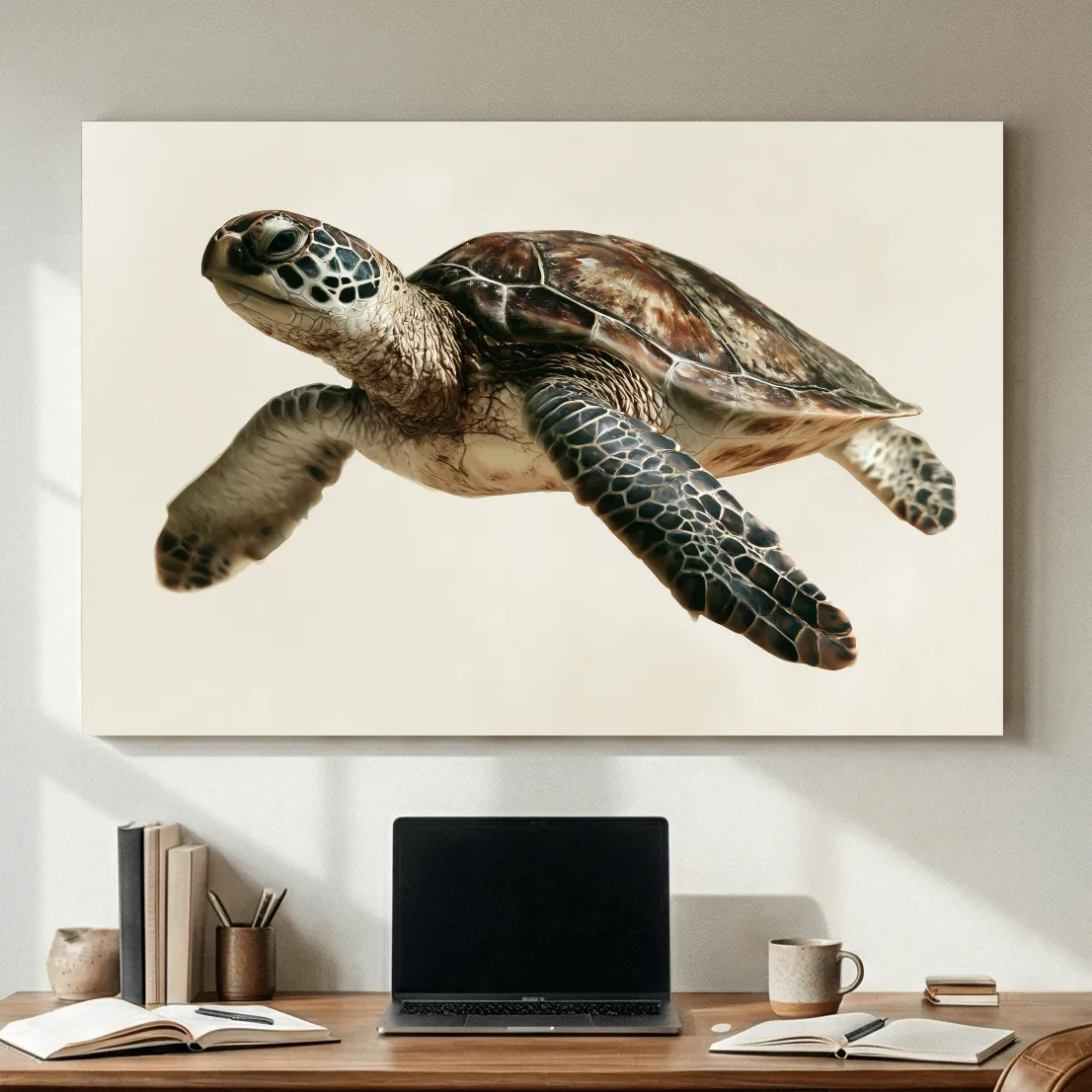 Sea Turtle Profile - Minimalist Photographic Marine Life Wall Art