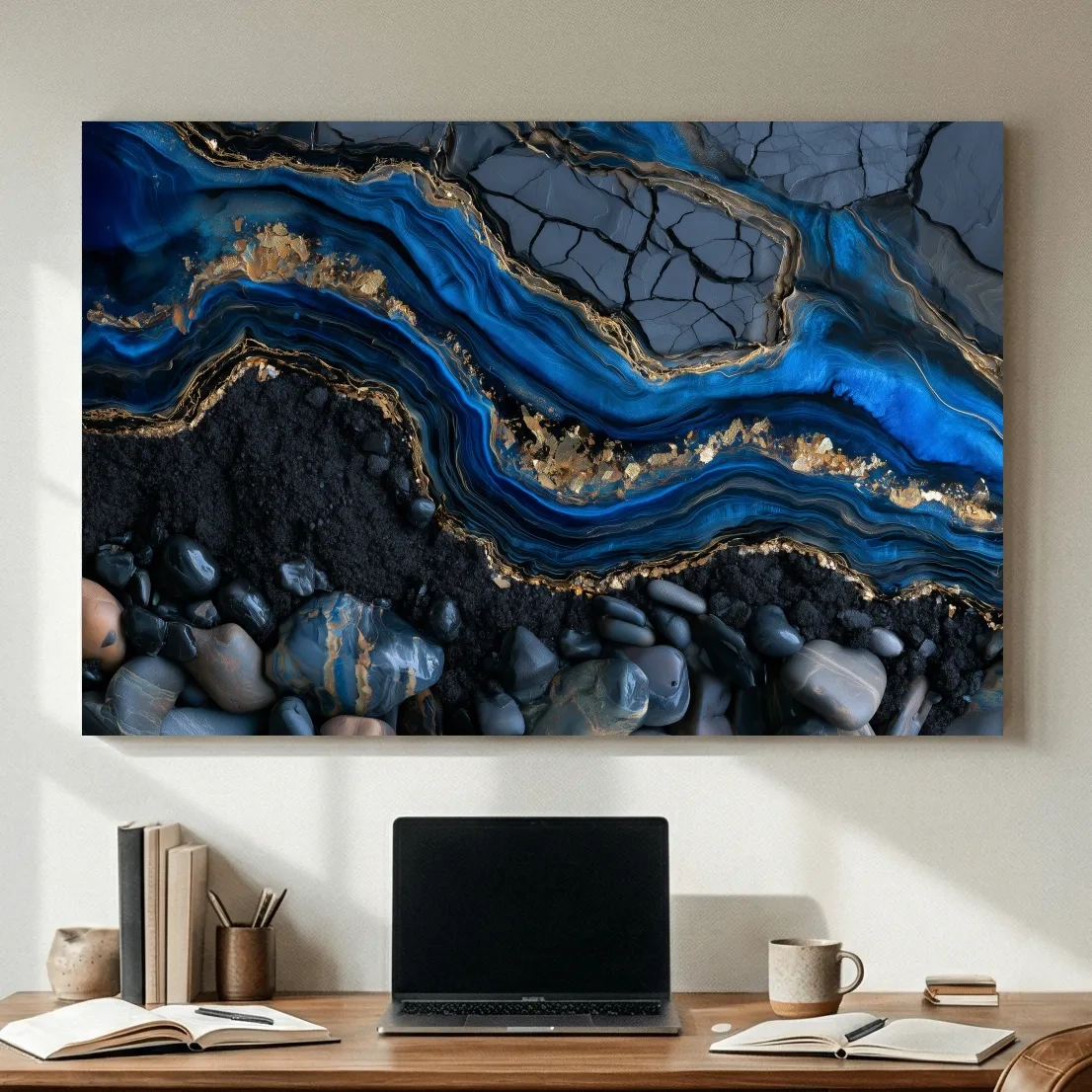 Oceanic Geode Pebble Strata - Abstract Natural Stone Wall Art