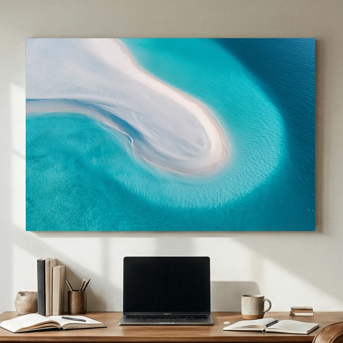 Aerial Tropical Sandbar - Abstract Photographic Ocean Wall Art